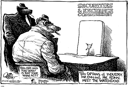 Mr. Enn and Mr. Ronn Meet the Watchdog - Pat Oliphant