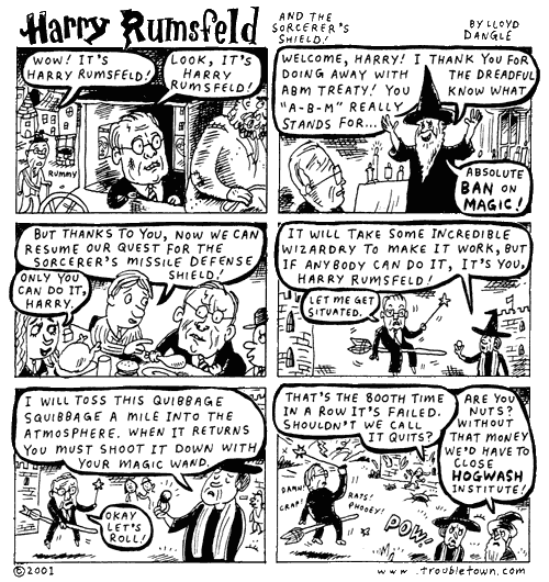 Harry Rumsfeld and the Sorcerer's Shield - Lloyd Dangle - www.troubletown.com